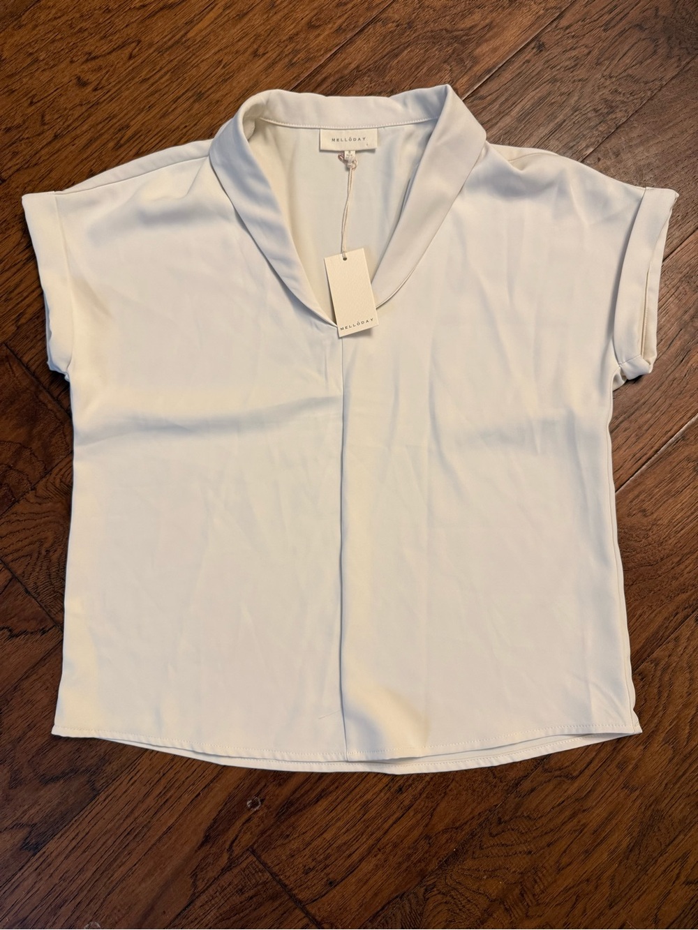 Melloday Cream Dolman-Sleeve V-Neck Blouse Size S NWT